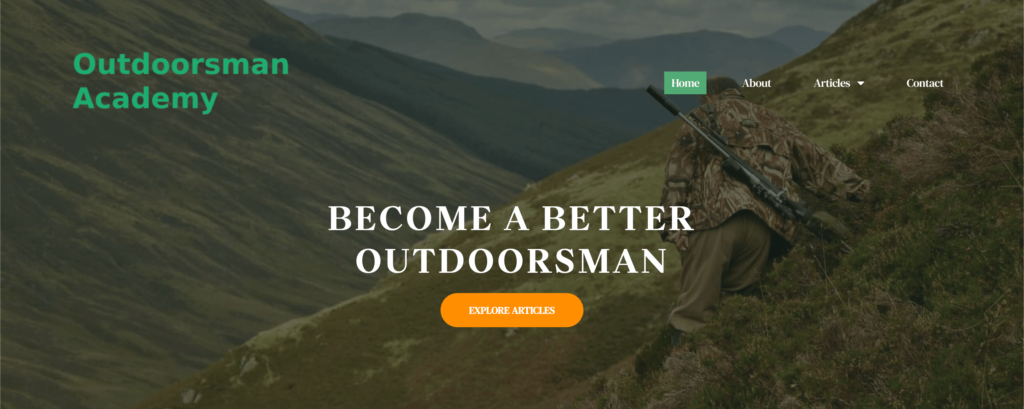 Outdoorsman Academy website developed by Adam Herro